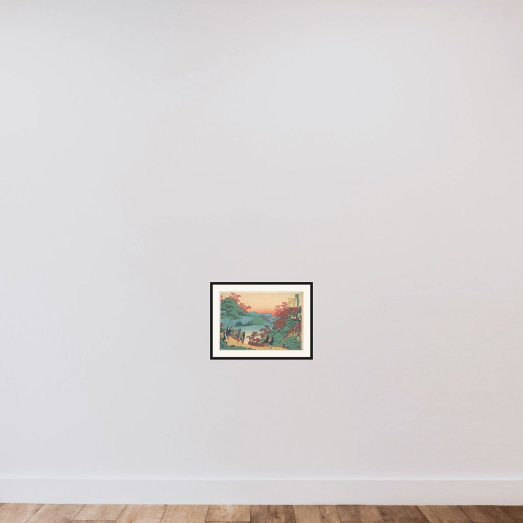 Poem by Sarumaru Dayū, from the series One Hundred Poems Explained by the Nurse (Hyakunin isshu uba ga etoki) framed — shown to scale