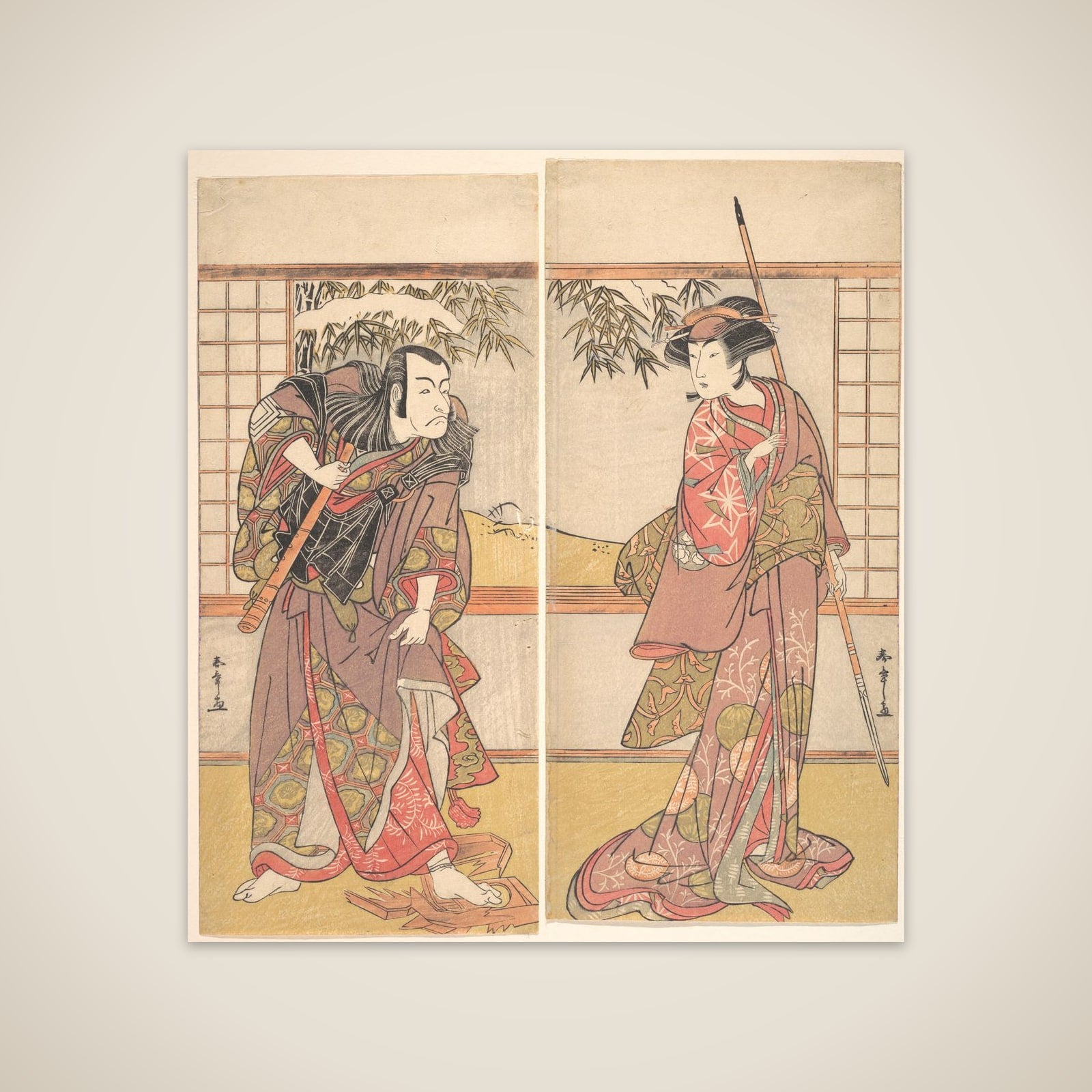 Kabuki Actors Osagawa Tsuneyo II and Ichikawa Danjūrō V unframed print