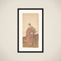 The Actor Ichikawa Danjuro V standing inside of a house and in front of an engawa framed