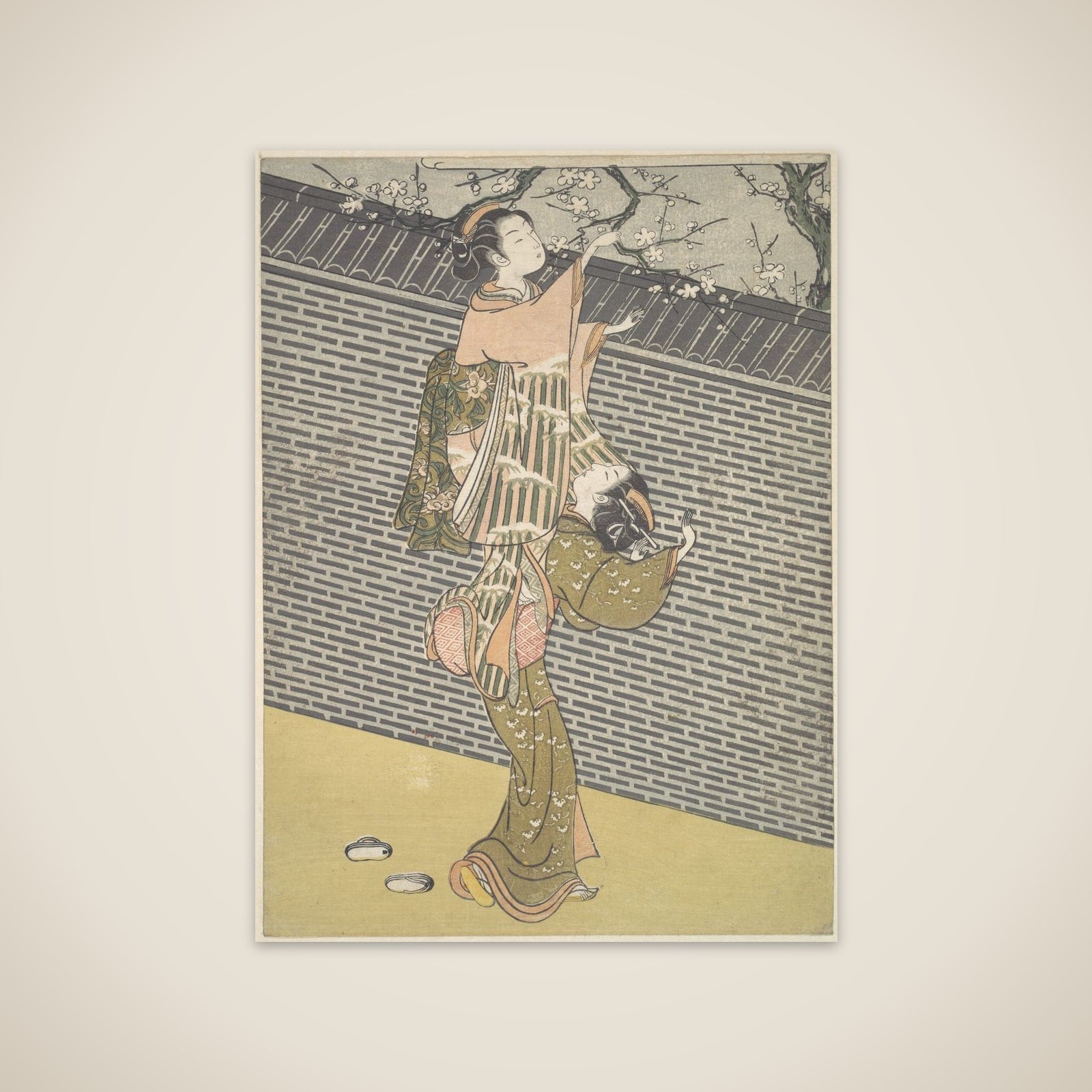 Plucking a Branch from a Neighbor's Plum Tree unframed print