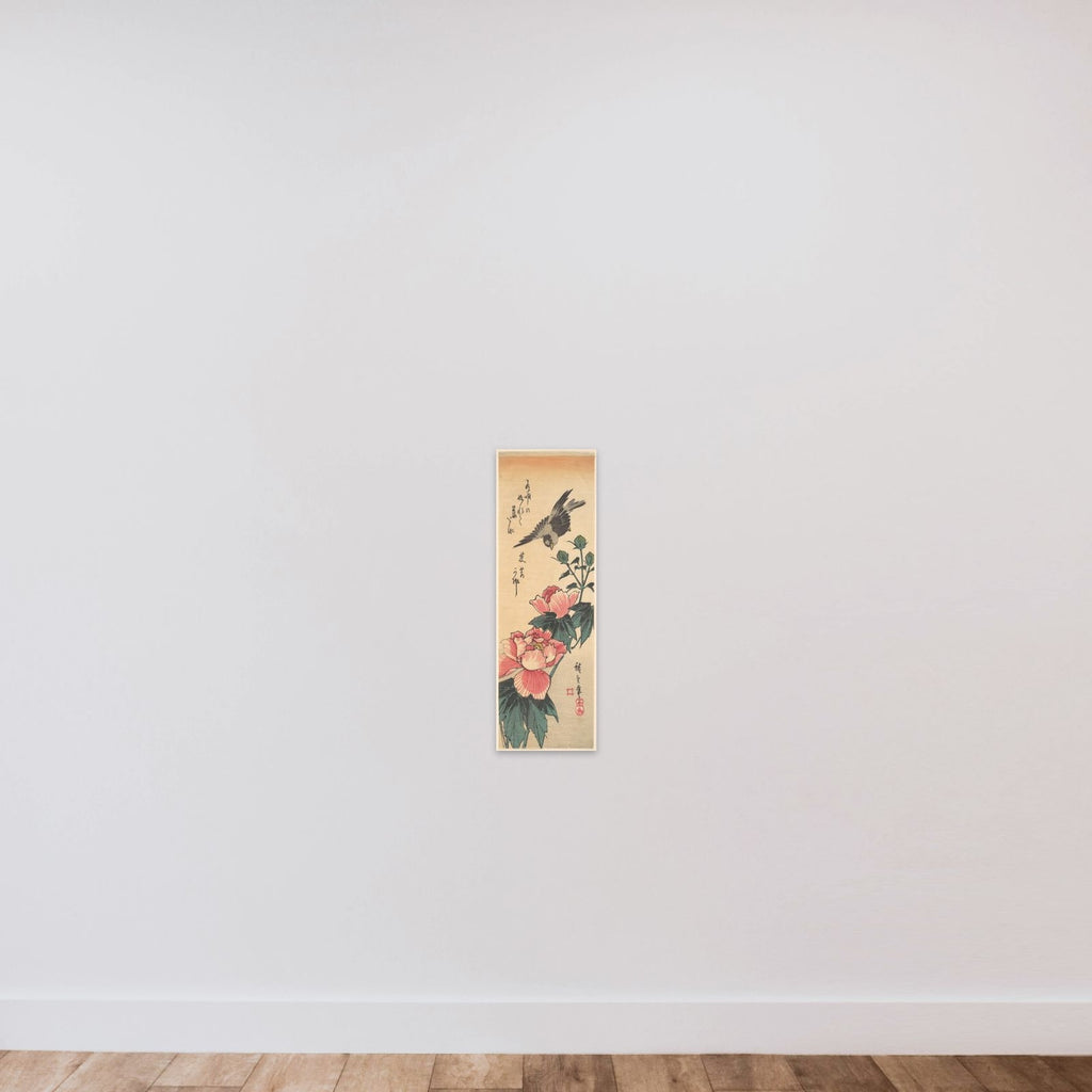 Sparrow and Hibiscus unframed — shown to scale