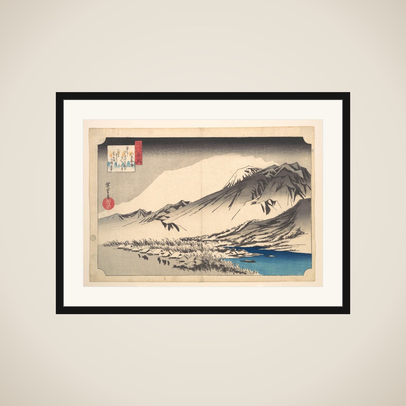 Evening Snow on Mount Hira framed