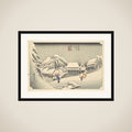 Evening Snow at Kanbara, from the series "Fifty-three Stations of the Tōkaidō" framed