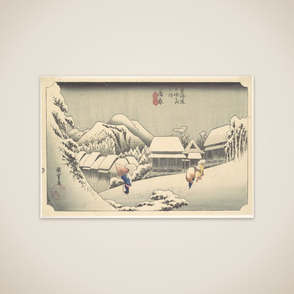 Evening Snow at Kanbara, from the series "Fifty-three Stations of the Tōkaidō" unframed print