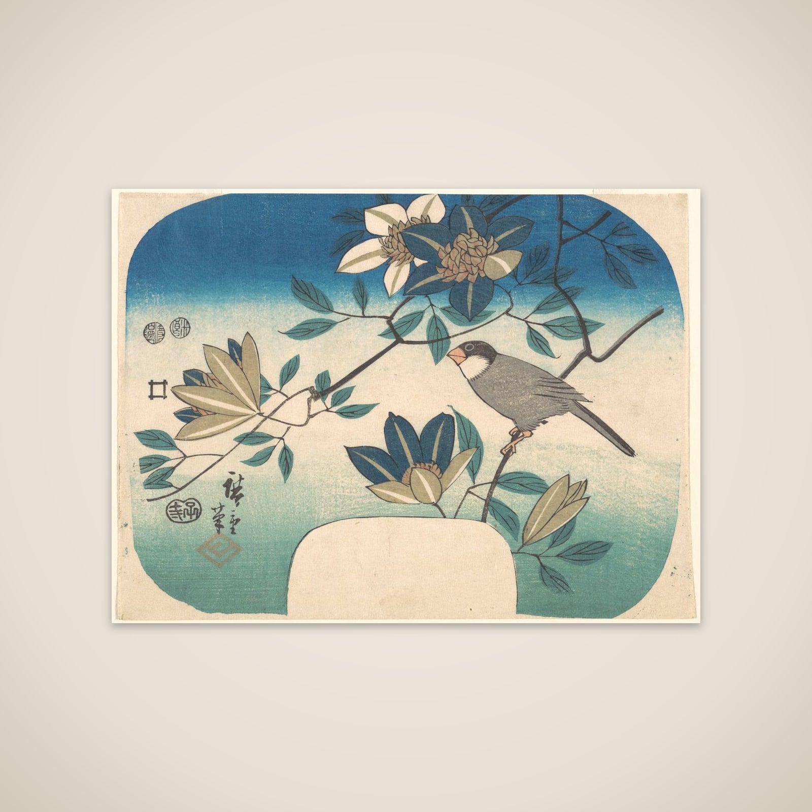 Clematis and Bird unframed print