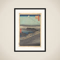 “Nihon Embankment at Yoshiwara,” from the series One Hundred Famous Views of Edo (Meisho Edo hyakkei, Yoshiwara, Nihonzutsumi) framed