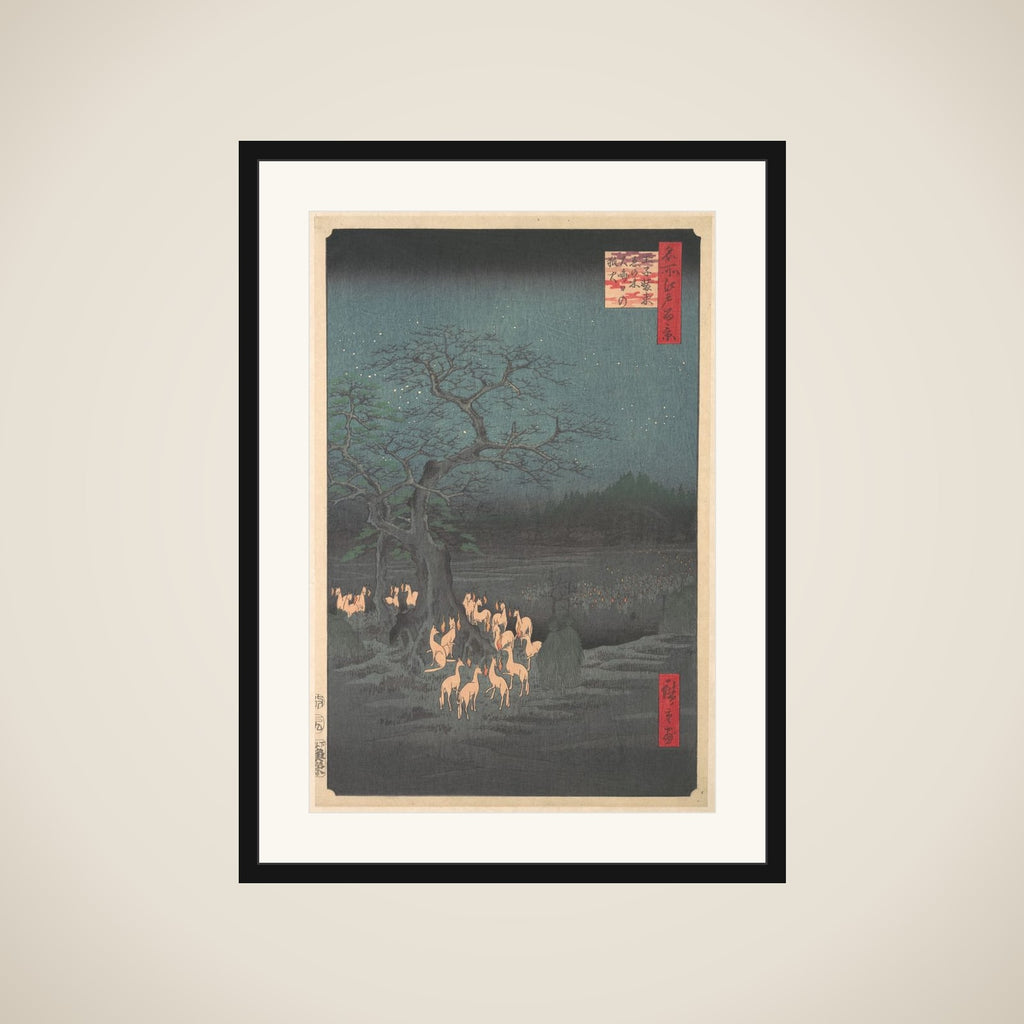 Shozokuenoki Tree at Oji: Fox–fires on New Years Eve framed