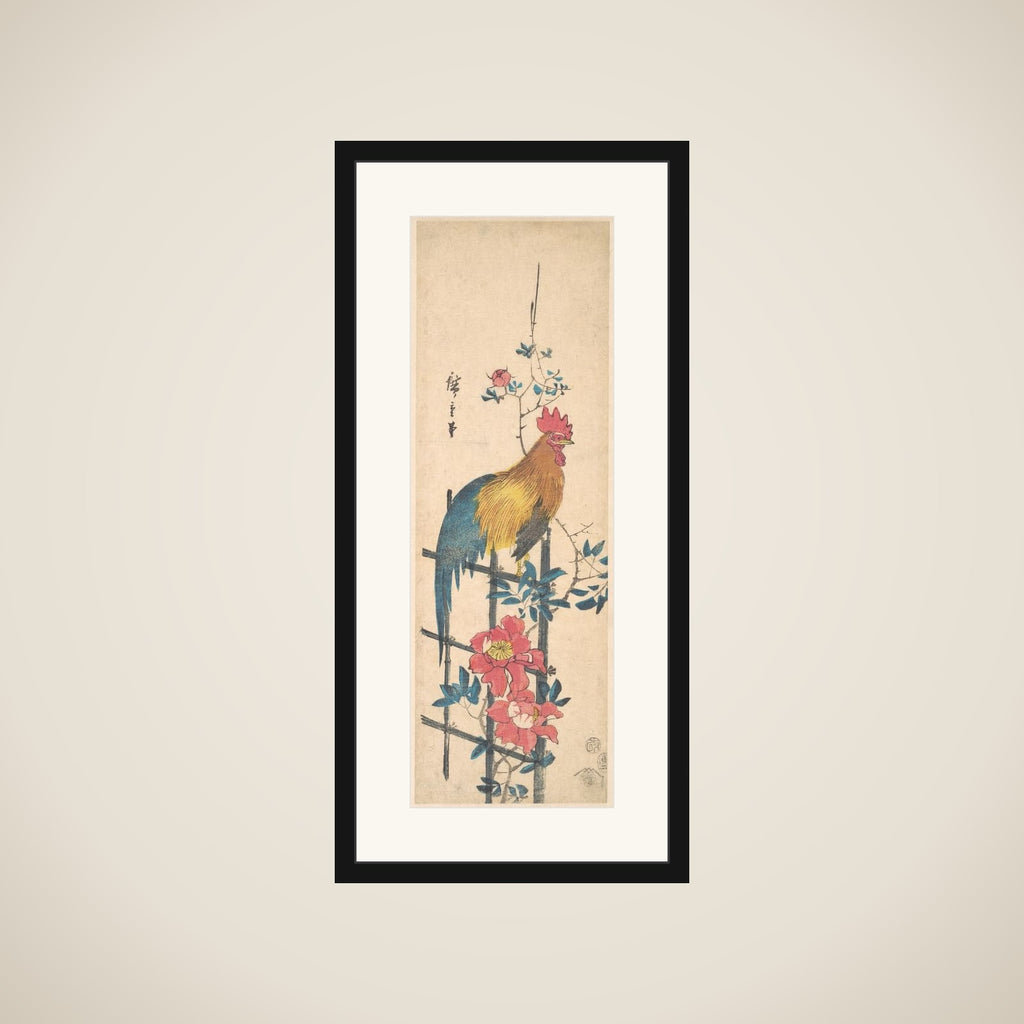 Peony and Cock framed