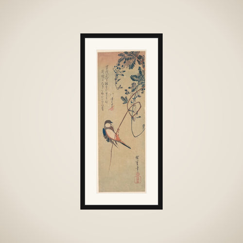 Bird and Wisteria framed