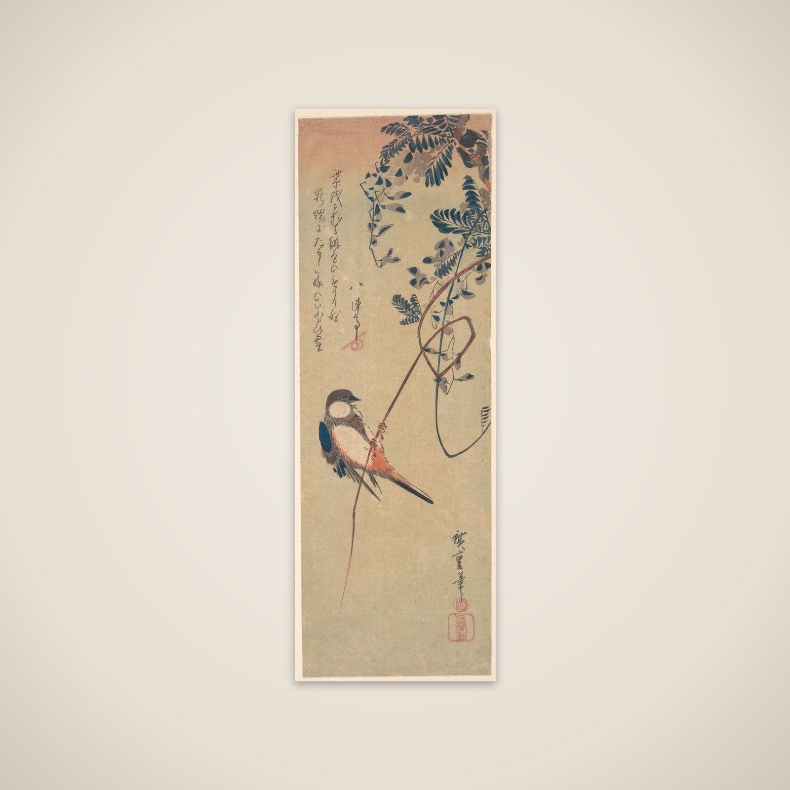 Bird and Wisteria unframed print