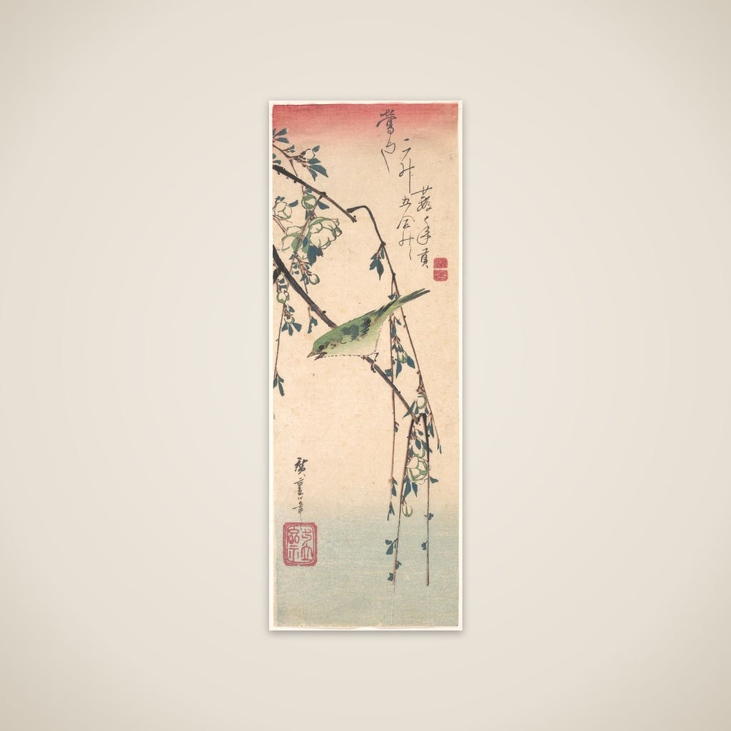 Warbler on a Plum Branch unframed print