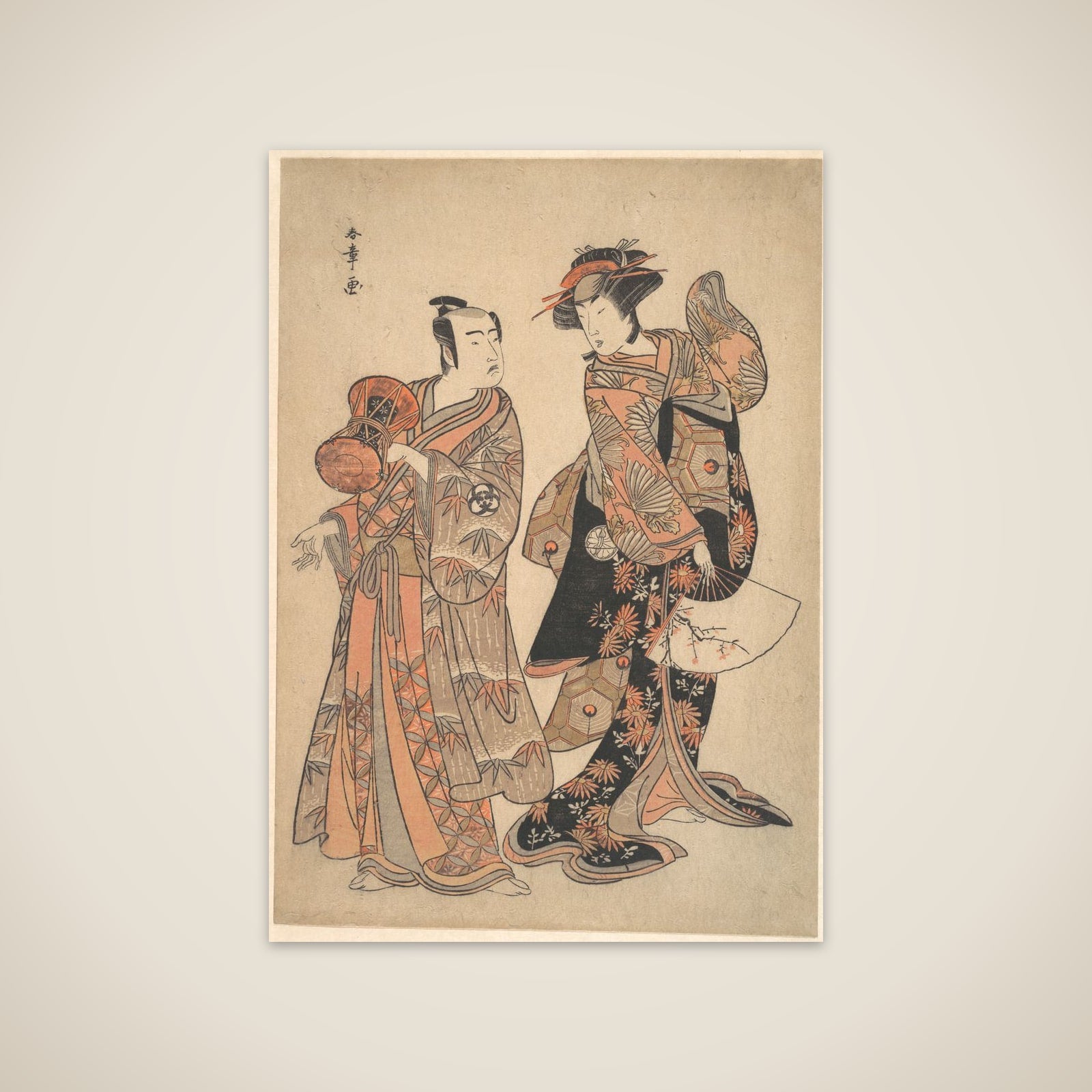 The Third Segawa Kikunojō as Ochiyo and Bando Mitsugorō as Hanbei unframed print