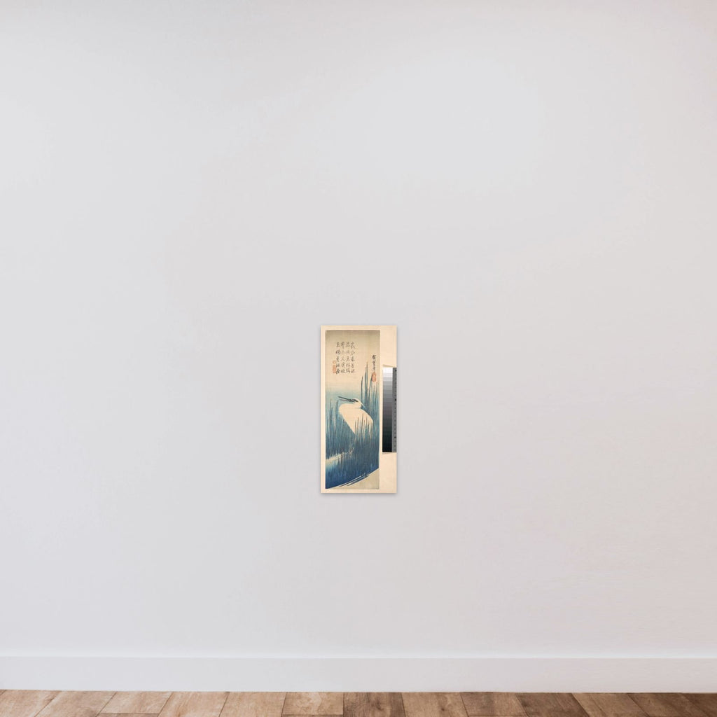 White Heron Standing among Reeds unframed — shown to scale