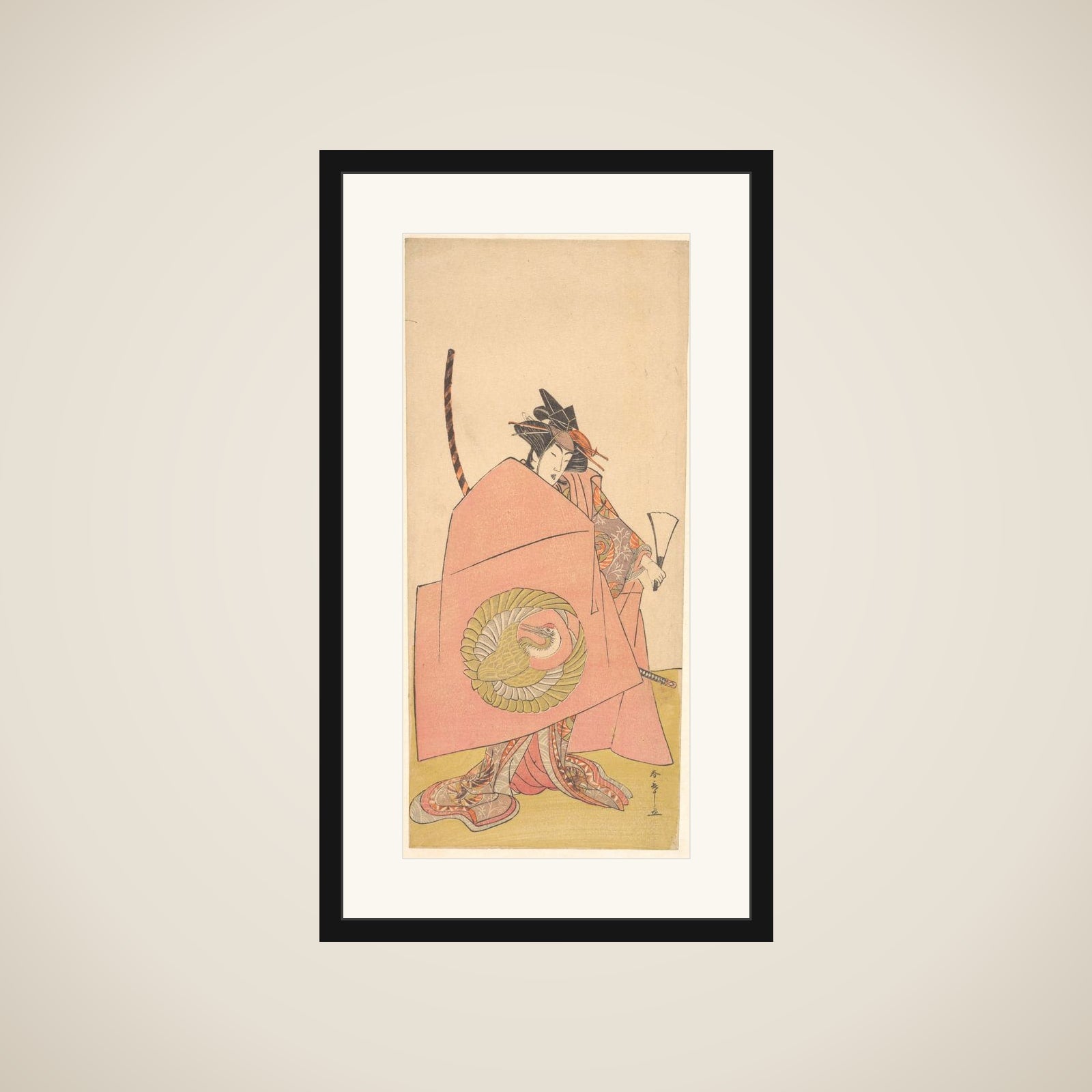 The Actor Segawa Kikunojō III as Wappa no Kikuō in a Woman’s “Asahina Armor Pulling” (Asahina no kusazuri-biki) Scene framed