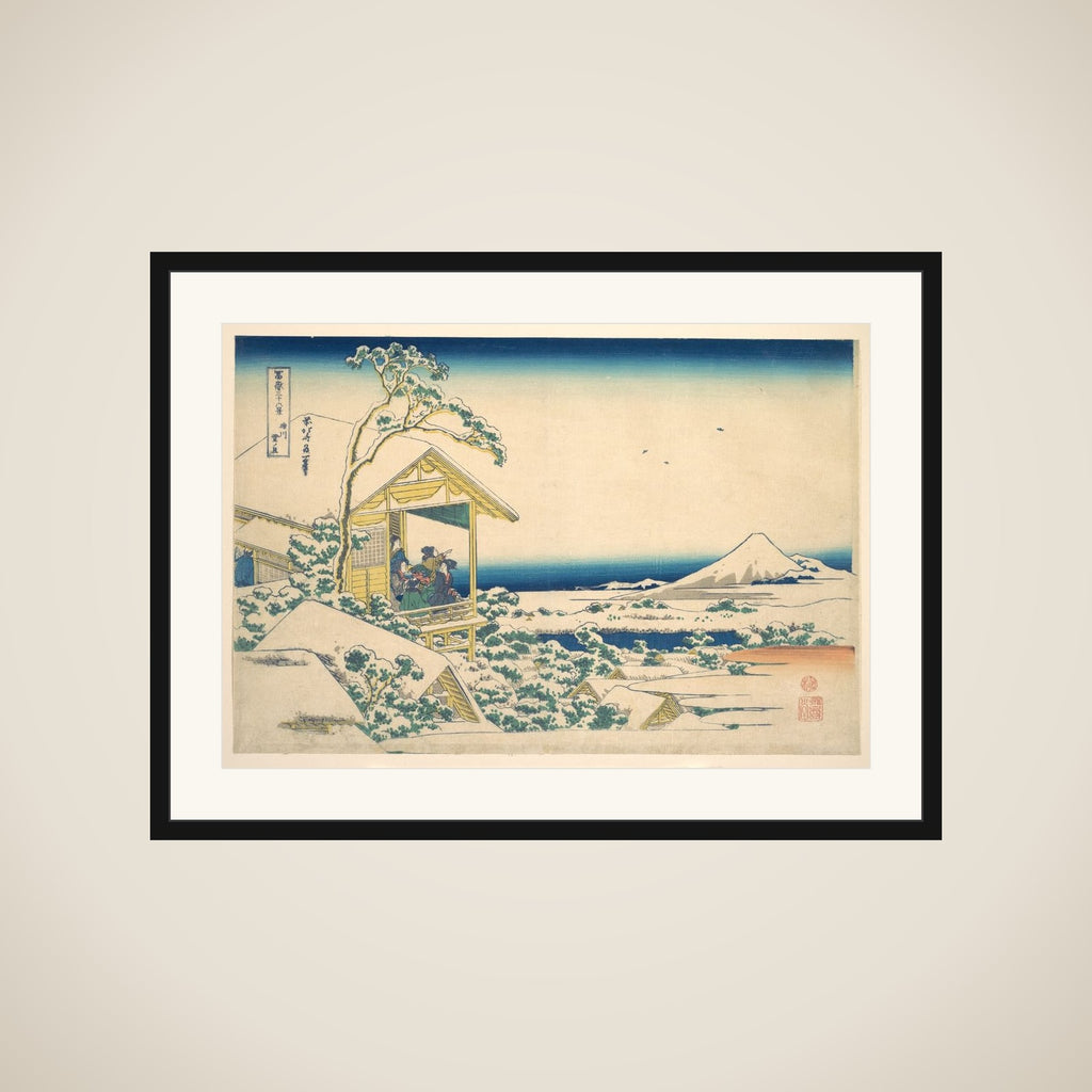 Morning after the Snow at Koishikawa in Edo (Koishikawa yuki no ashita), from the series Thirty-six Views of Mount Fuji (Fugaku sanjūrokkei) framed