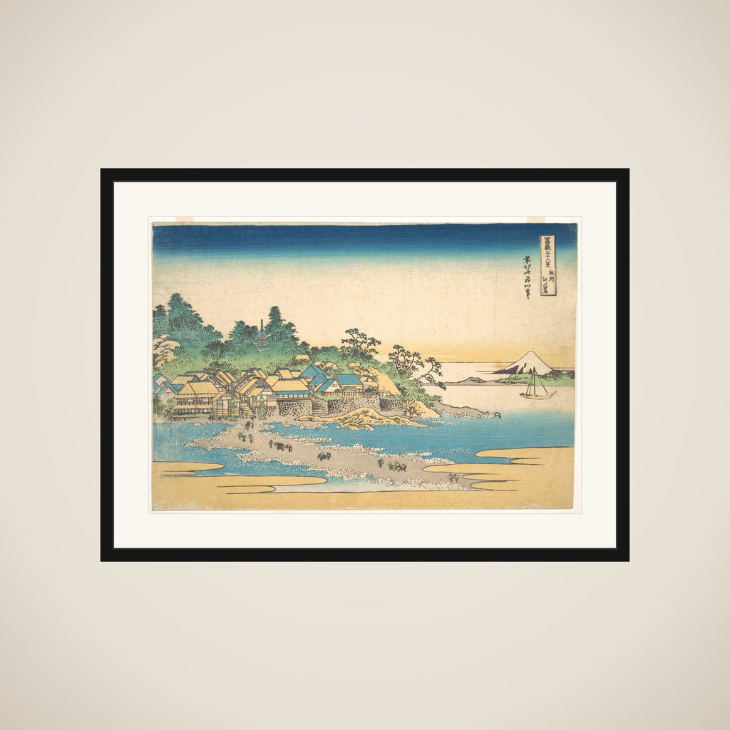 Enoshima in Sagami Province (Sōshū Enoshima), from the series Thirty-six Views of Mount Fuji (Fugaku sanjūrokkei) framed