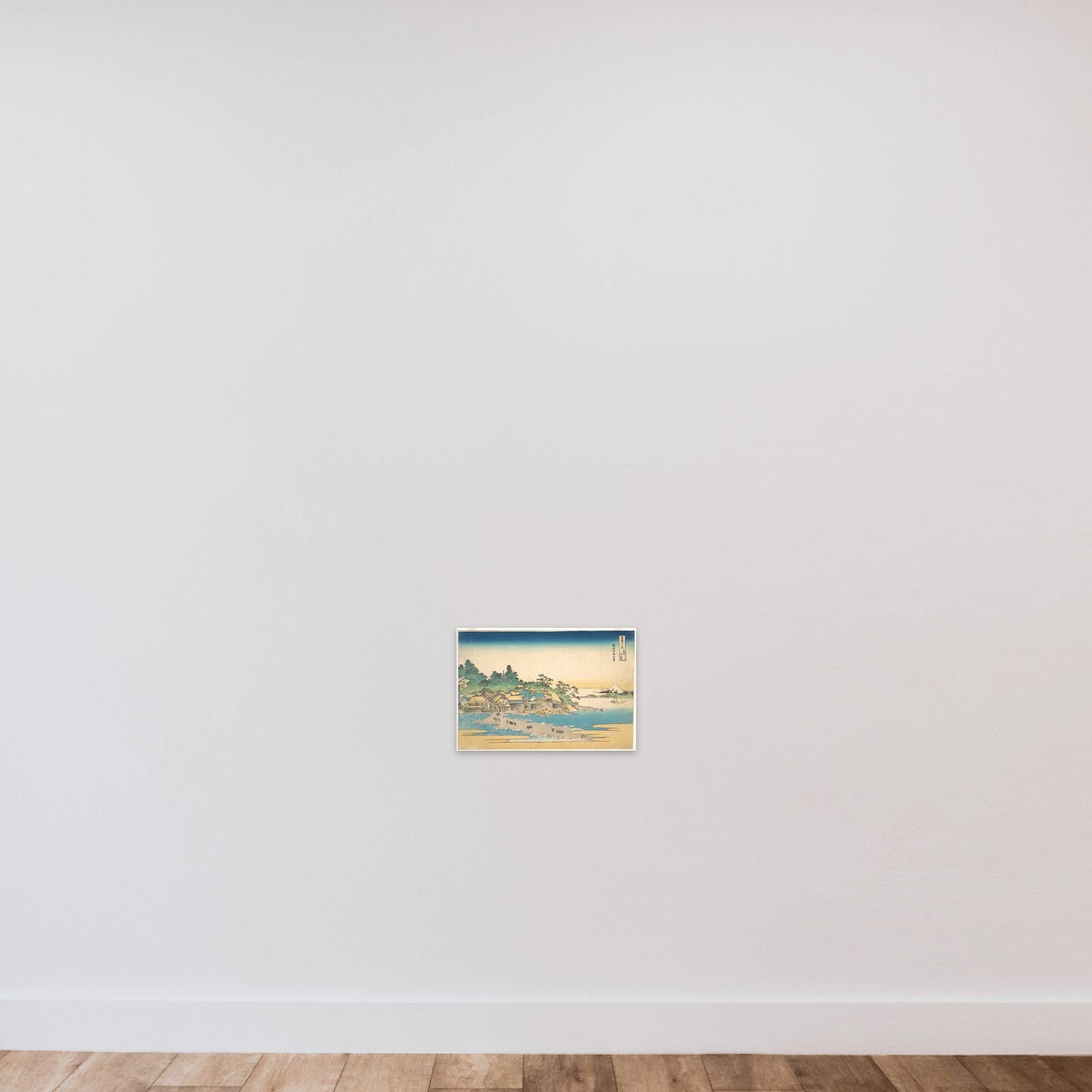 Enoshima in Sagami Province (Sōshū Enoshima), from the series Thirty-six Views of Mount Fuji (Fugaku sanjūrokkei) unframed — shown to scale