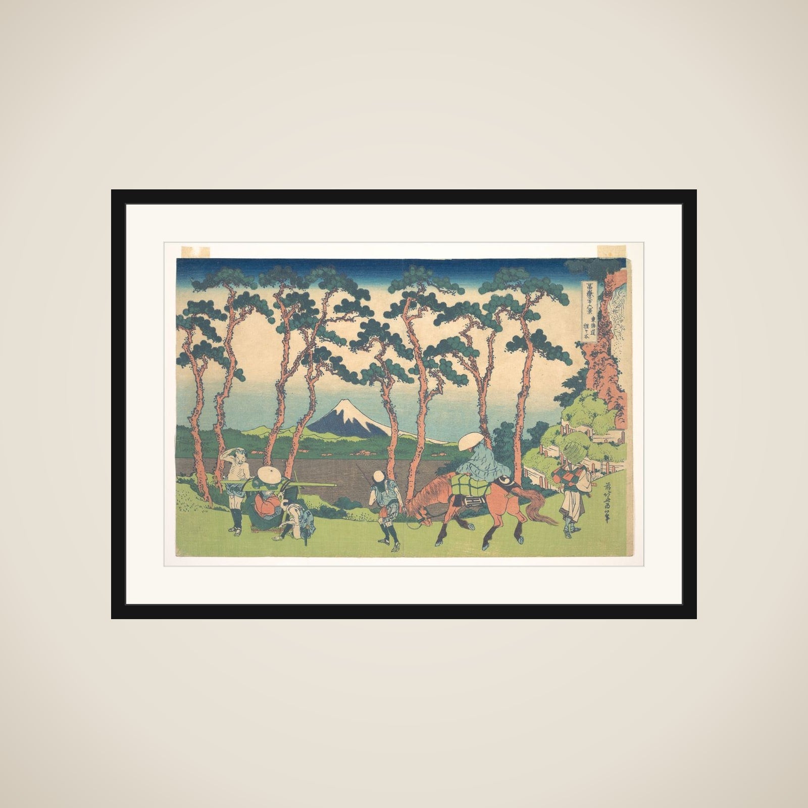 Hodogaya on the Tōkaidō (Tōkaidō Hodogaya), from the series Thirty-six Views of Mount Fuji (Fugaku sanjūrokkei) framed