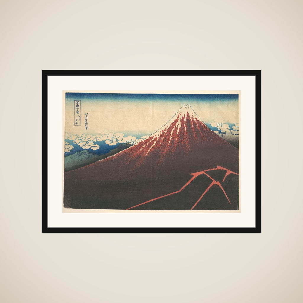 Storm below Mount Fuji (Sanka no haku u), from the series Thirty-six Views of Mount Fuji (Fugaku sanjūrokkei) framed