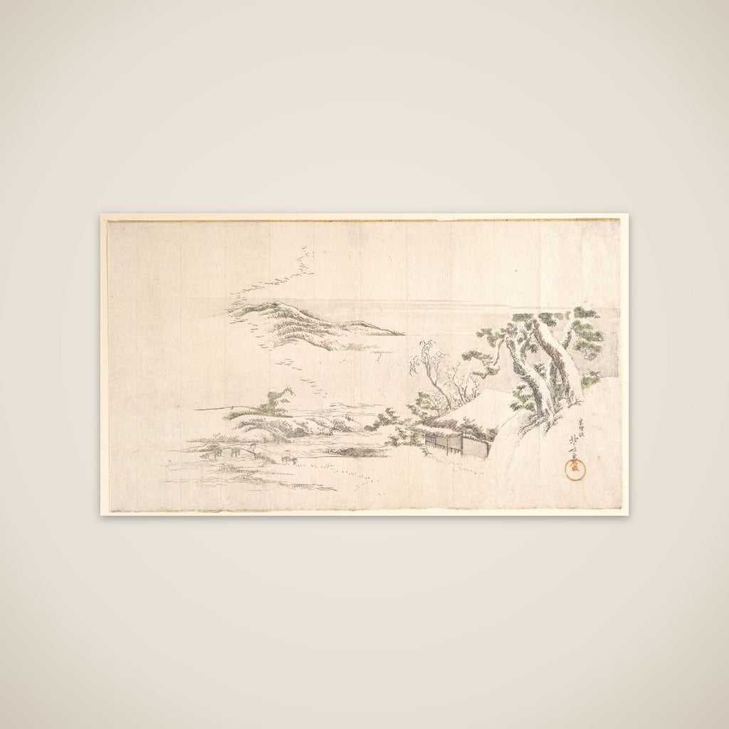 A Snow–clad Landscape with Gray Clouds unframed print