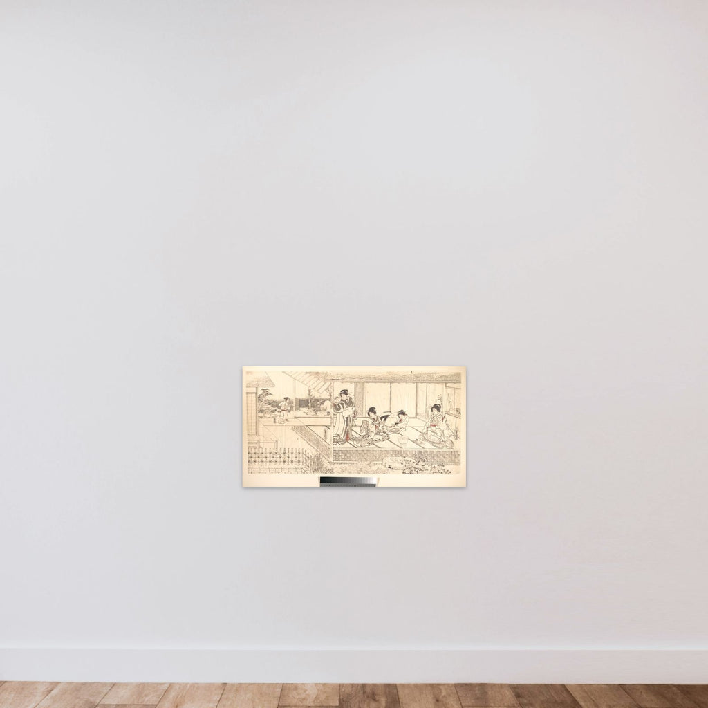 Two Court Ladies (Goten Jochu) and a Geisha at a Restaurant unframed — shown to scale