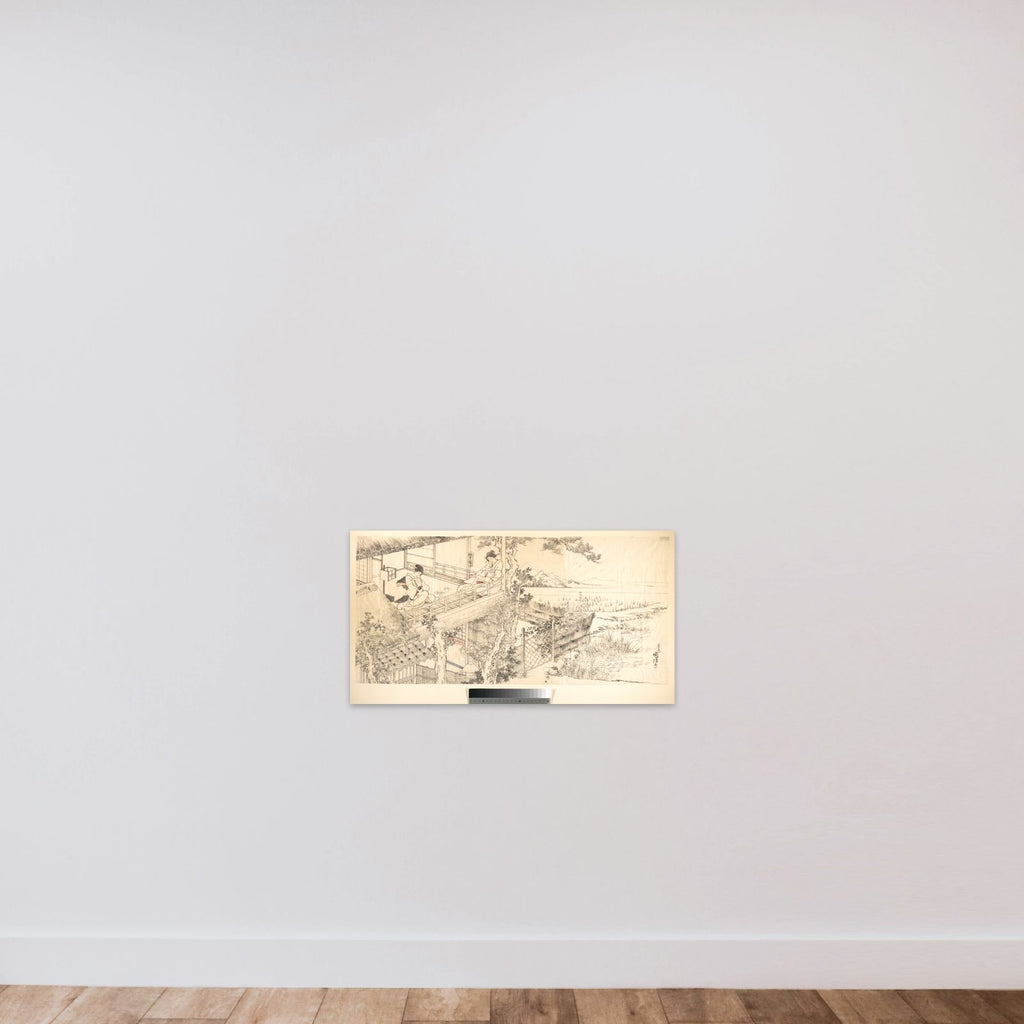 Two Courtesans Enjoying the View from a Teahouse unframed — shown to scale
