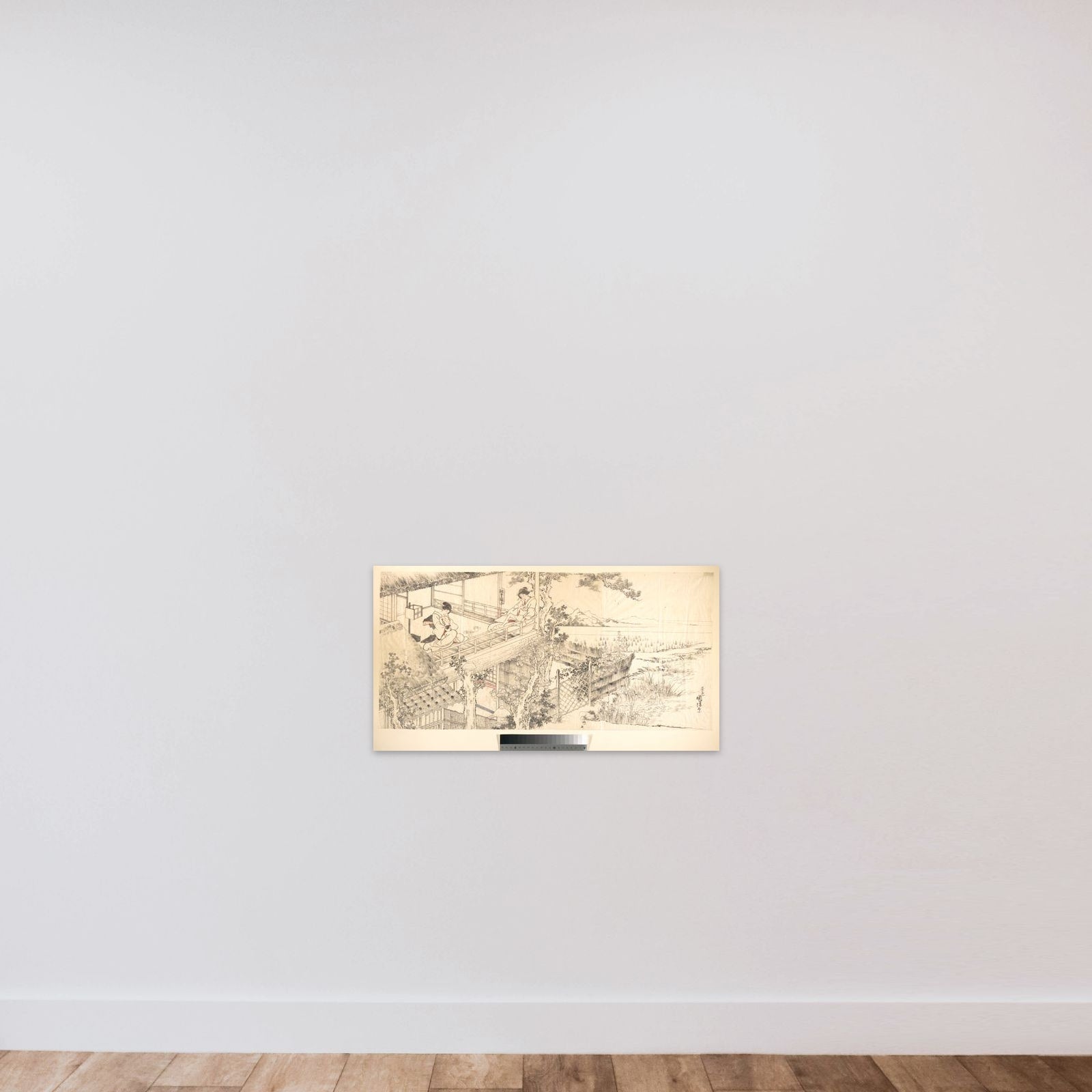 Two Courtesans Enjoying the View from a Teahouse unframed — shown to scale