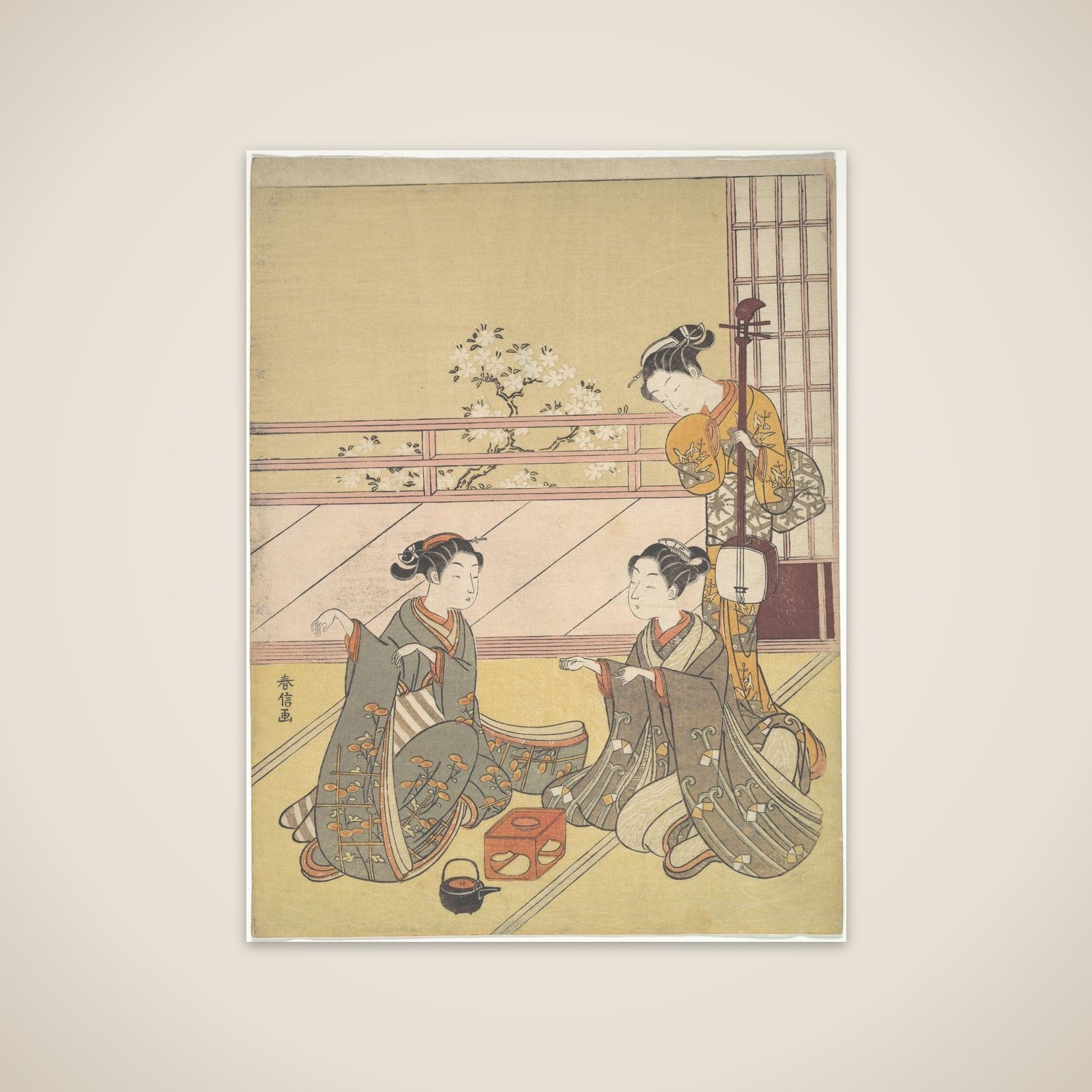 Young Women Playing Kitsune-ken (Fox Game) unframed print