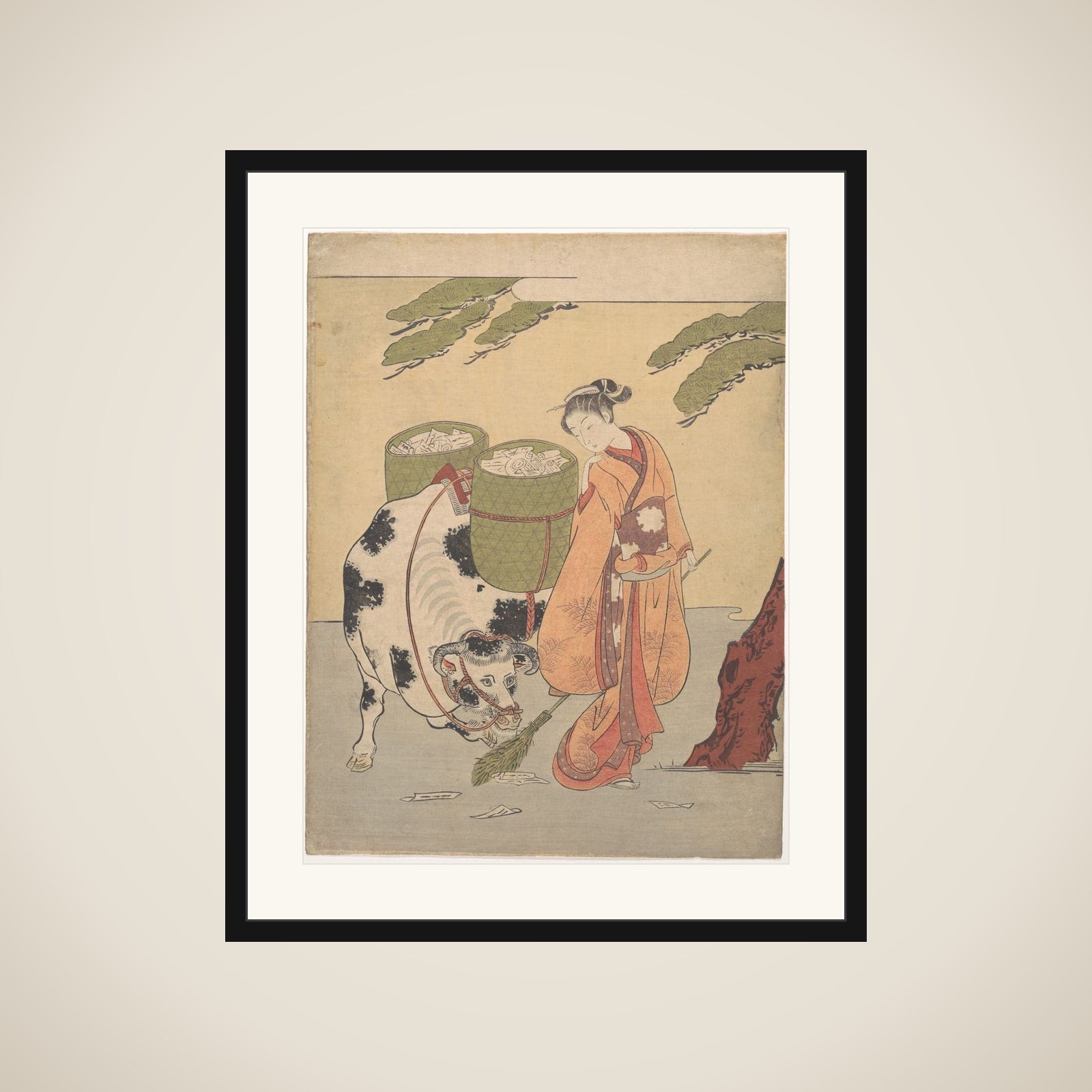 A Woman Sweeping up Her Love Letters framed