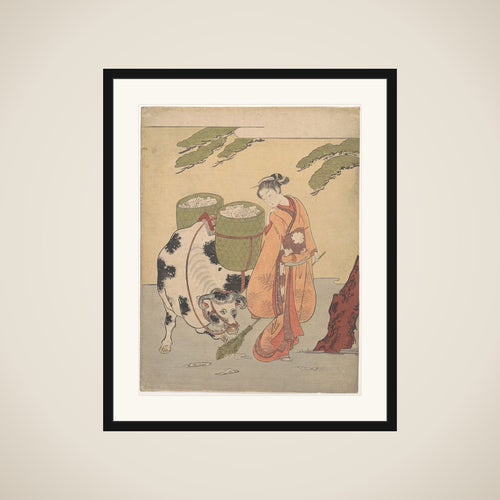 A Woman Sweeping up Her Love Letters framed