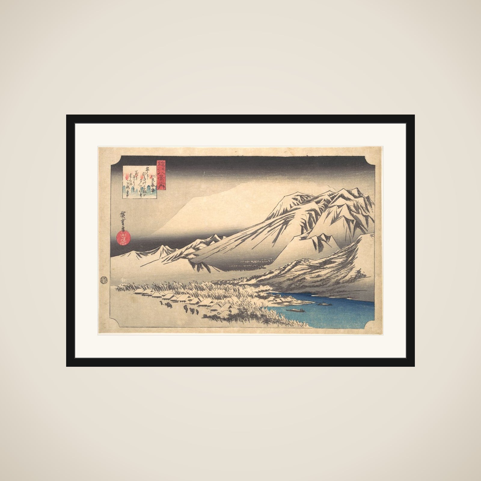 Evening Snow on Mount Hira framed