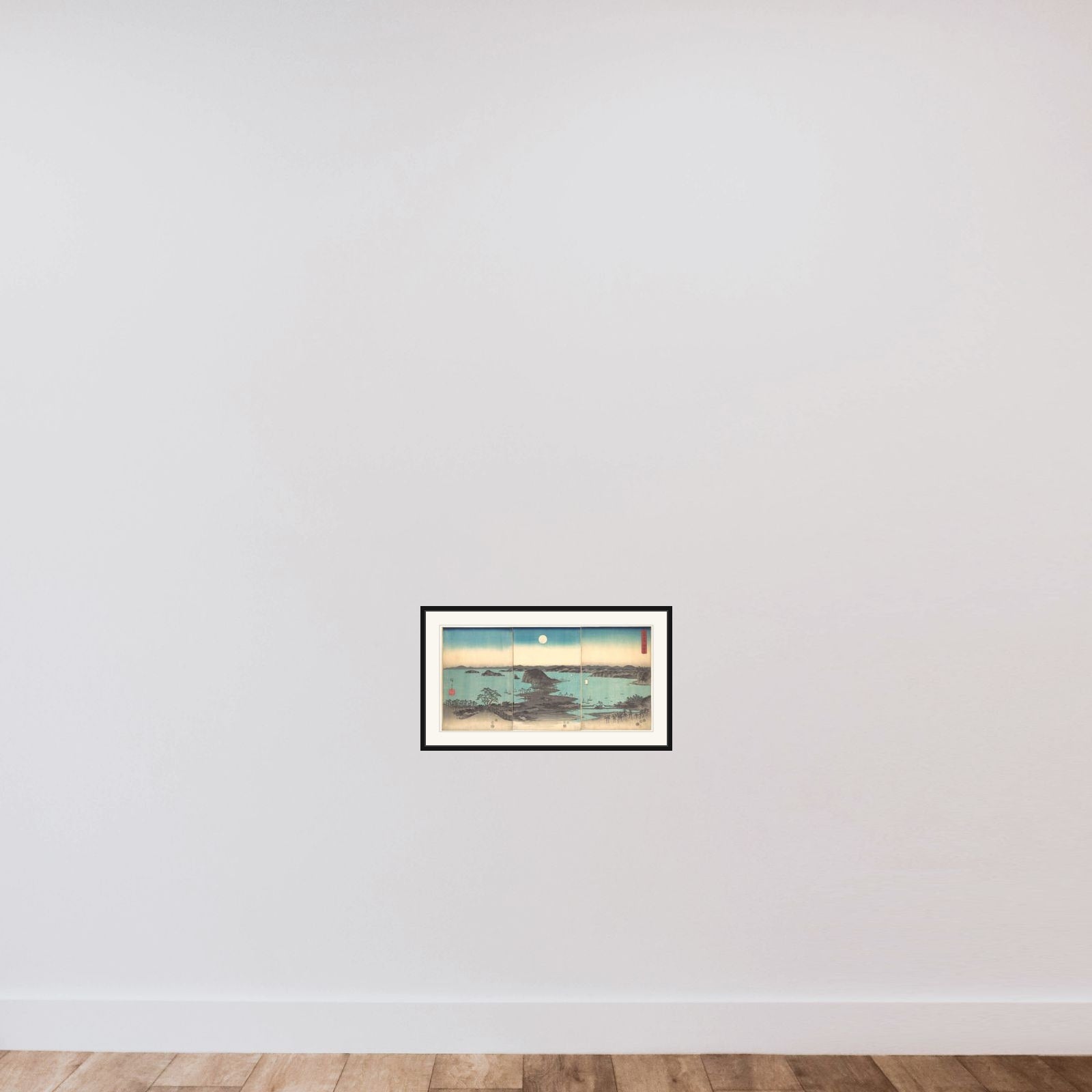 Full Moon at Kanazawa, Province of Musashi framed — shown to scale