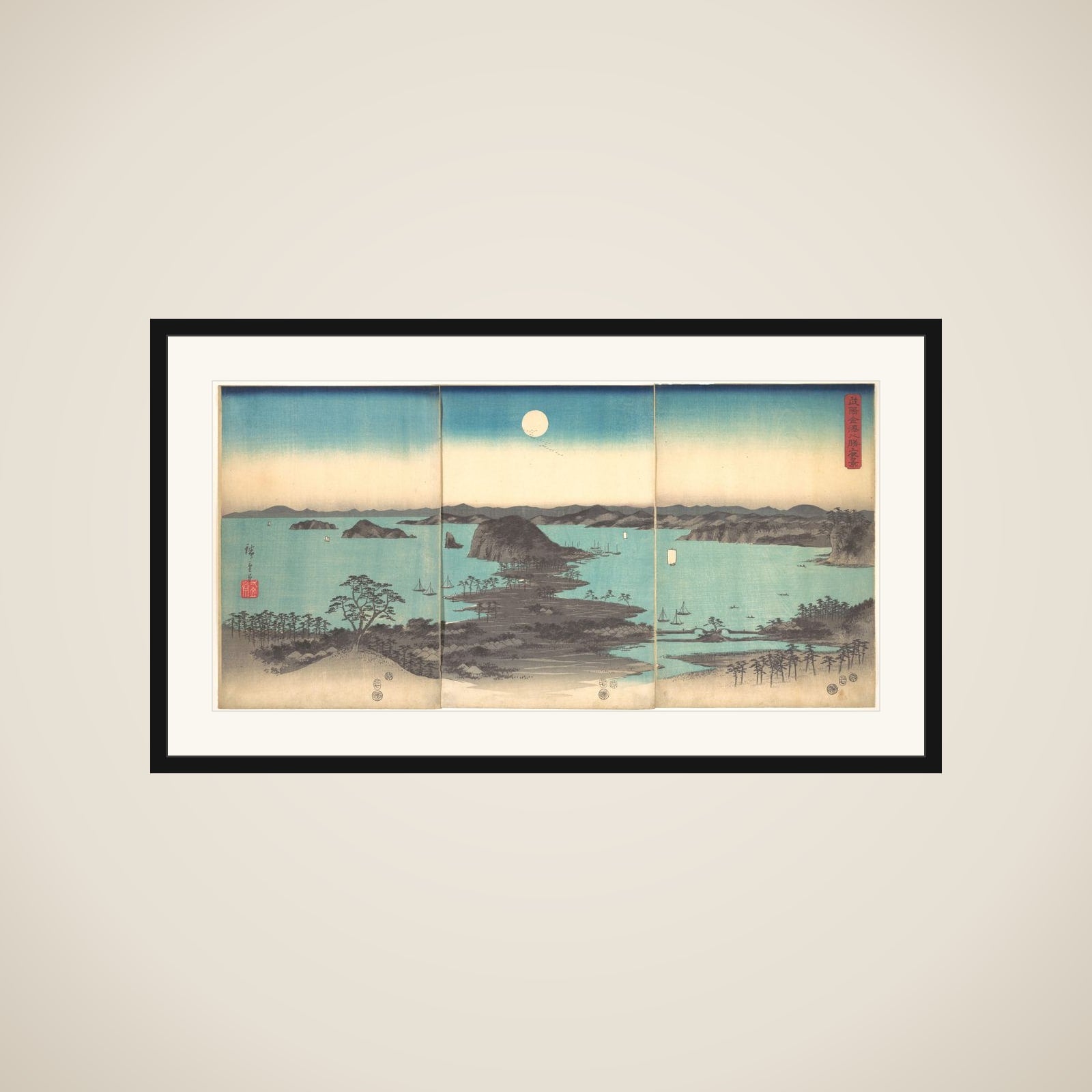 Full Moon at Kanazawa, Province of Musashi framed