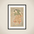 The Actor Kataoka Nizaemon in Ceremonial Robes of Green and Pink, Drawing His Sword framed