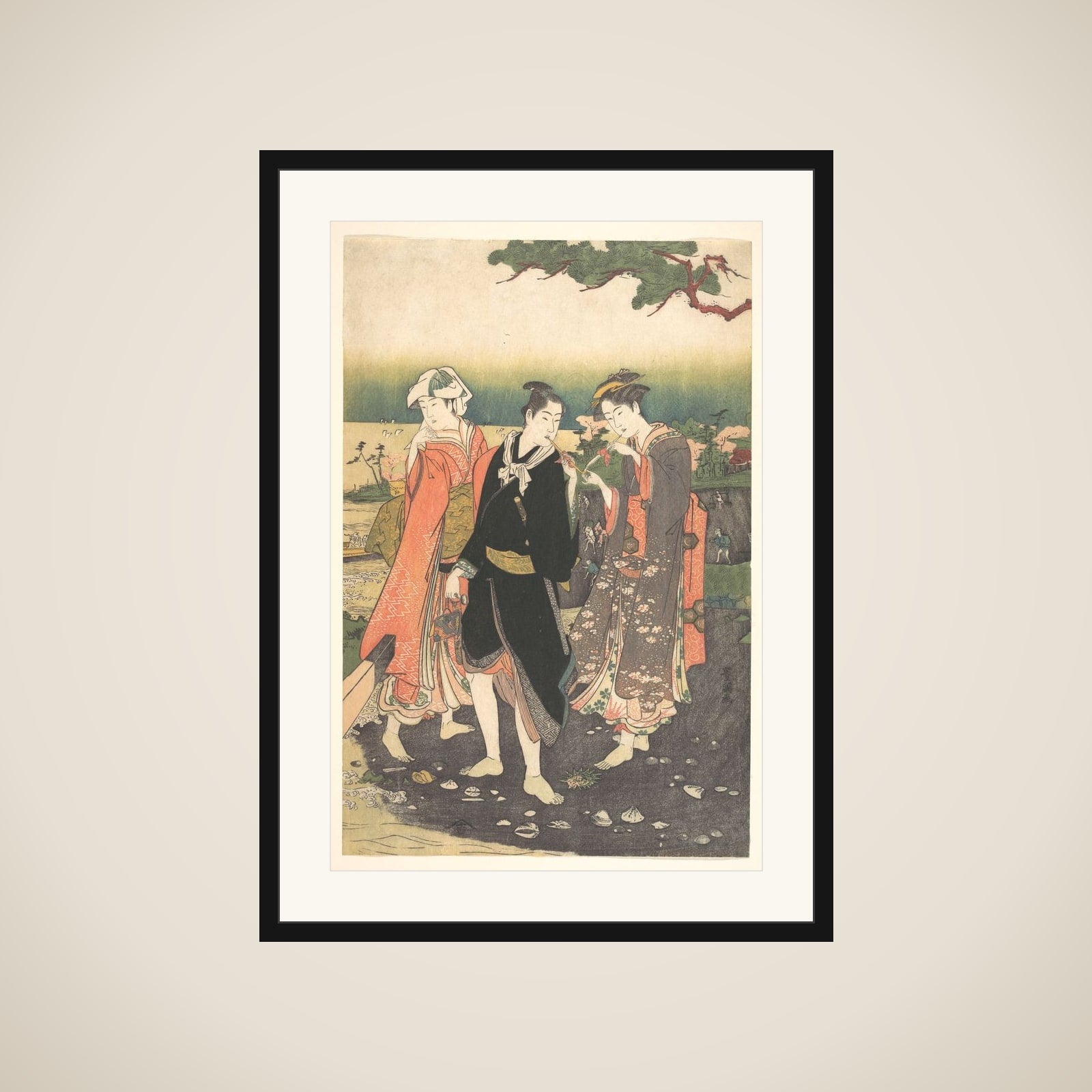 On Shinagawa Beach at Ebb-Tide framed