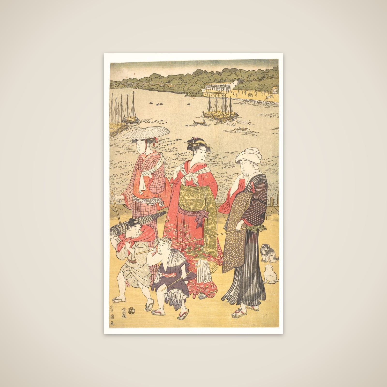 Women at Takanawa Beach unframed print