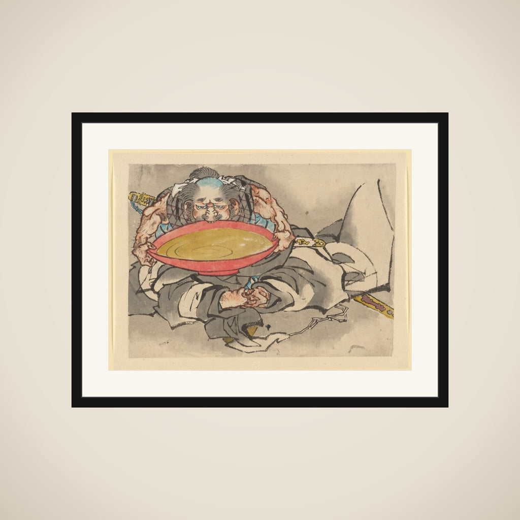 Sakata Kintoki Drinking Sake Wine framed