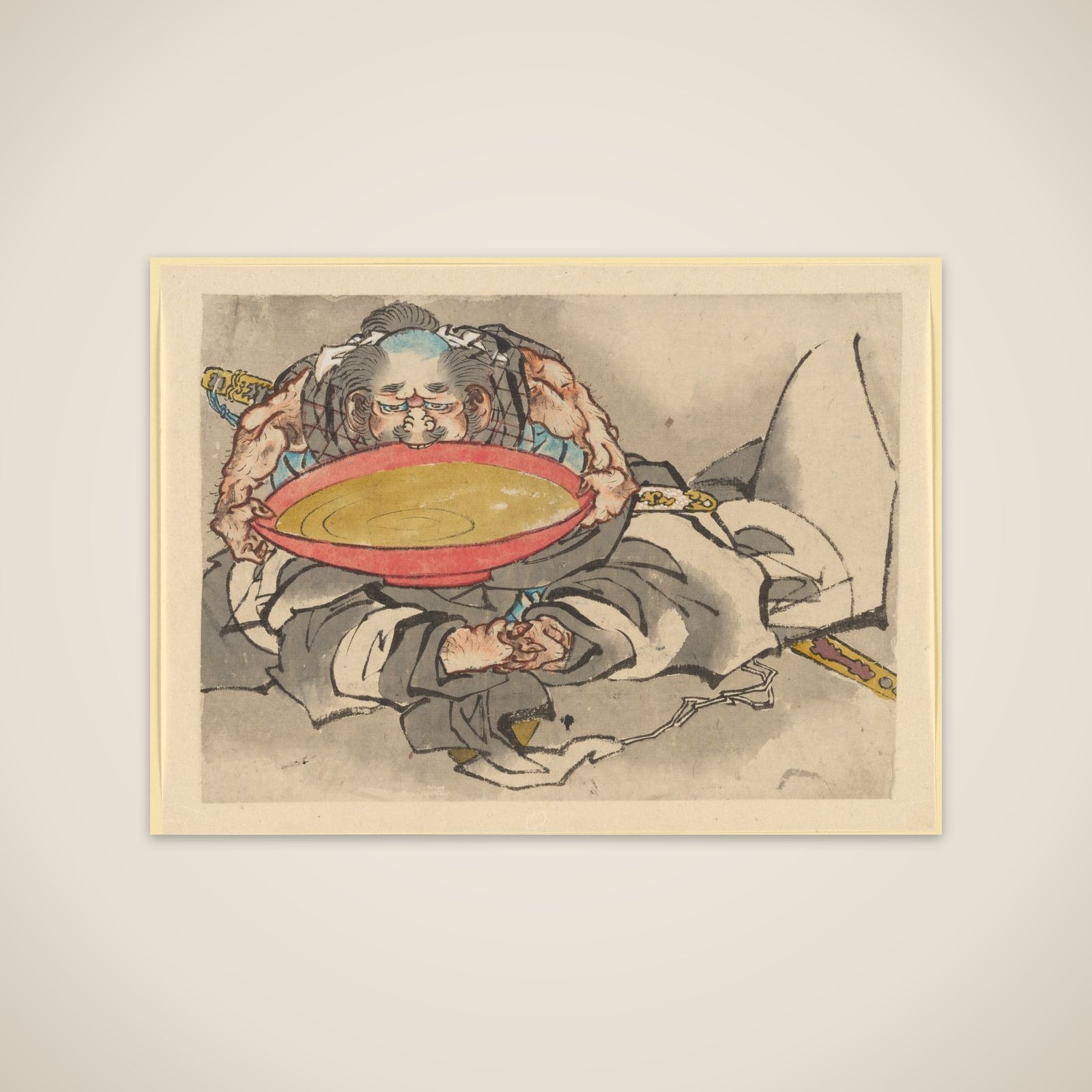 Sakata Kintoki Drinking Sake Wine unframed print
