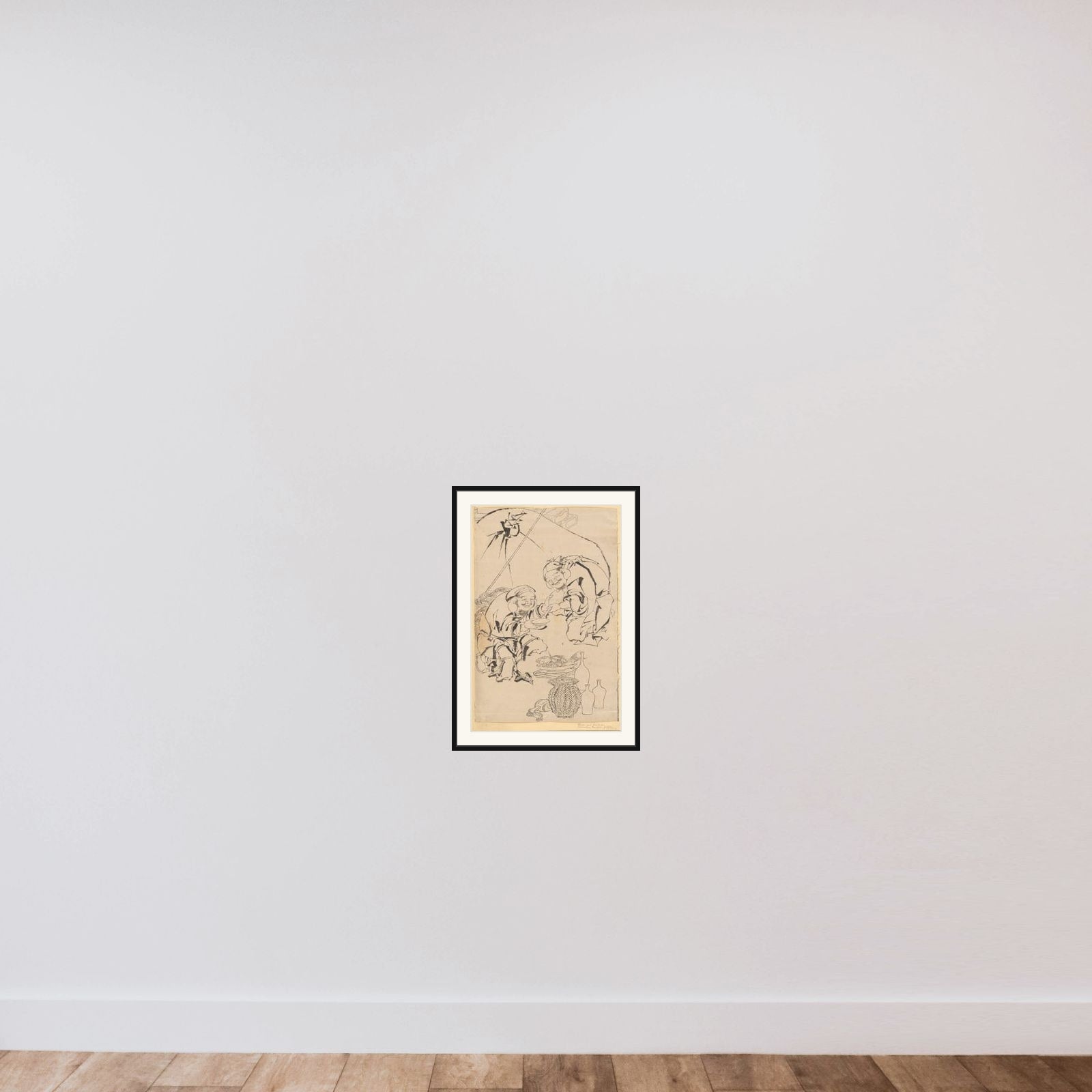 Ebisu and Daikoku Celebrating the New Year Festival framed — shown to scale