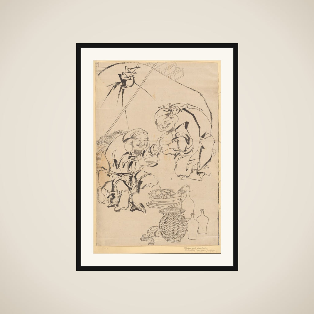 Ebisu and Daikoku Celebrating the New Year Festival framed