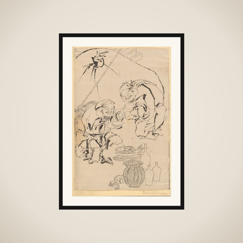 Ebisu and Daikoku Celebrating the New Year Festival framed