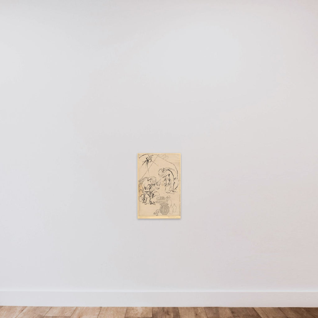 Ebisu and Daikoku Celebrating the New Year Festival unframed — shown to scale