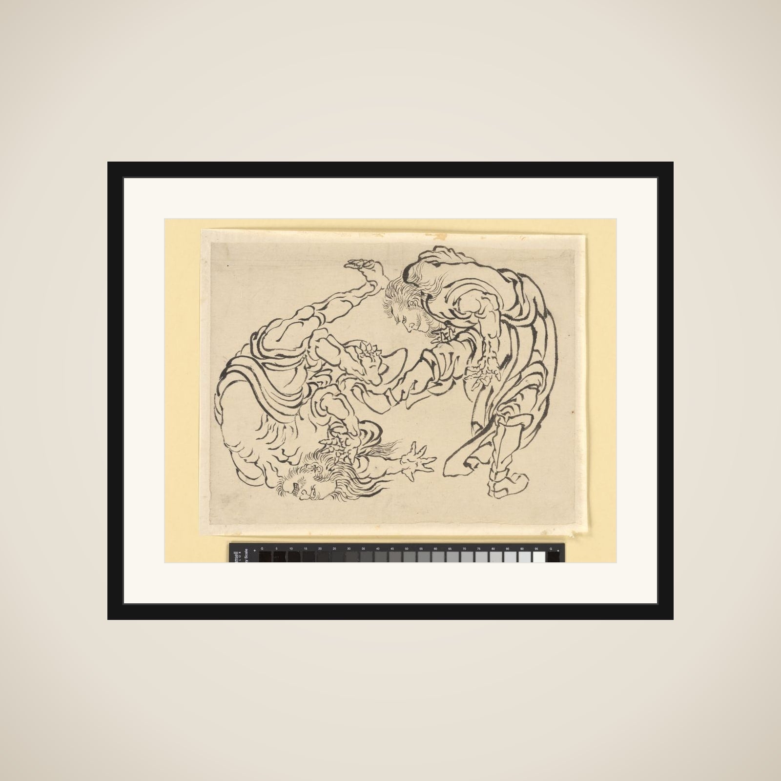 Two Wrestlers framed