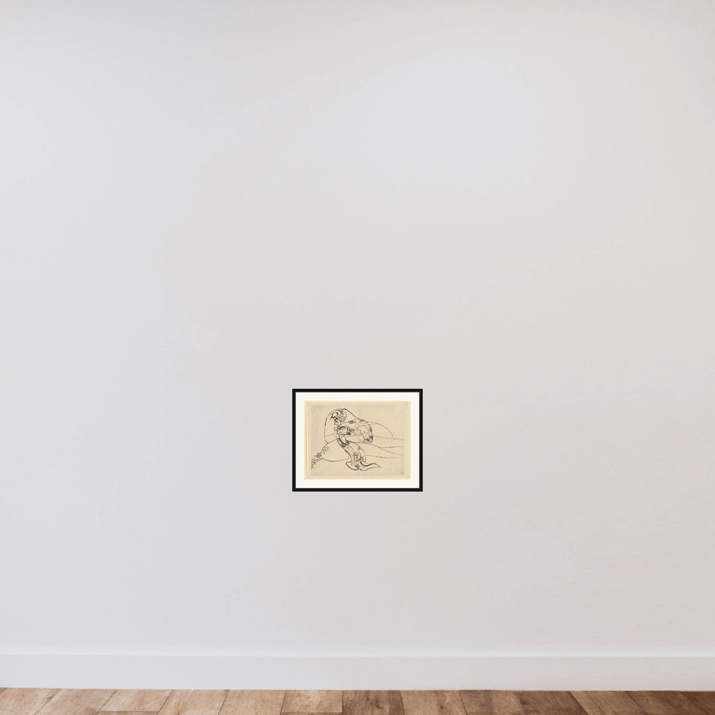 Daikoku (God of Luck) with Radish framed — shown to scale