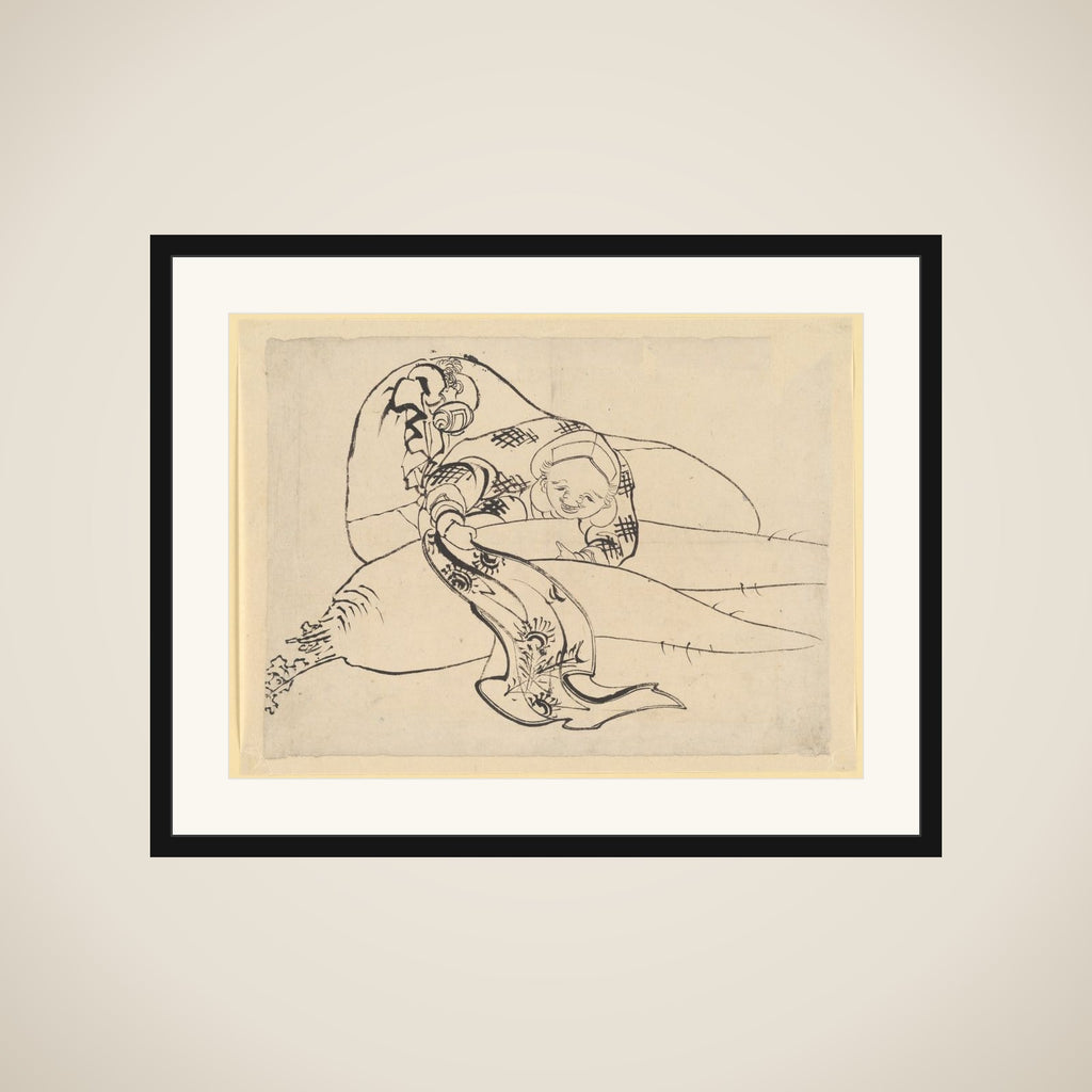Daikoku (God of Luck) with Radish framed