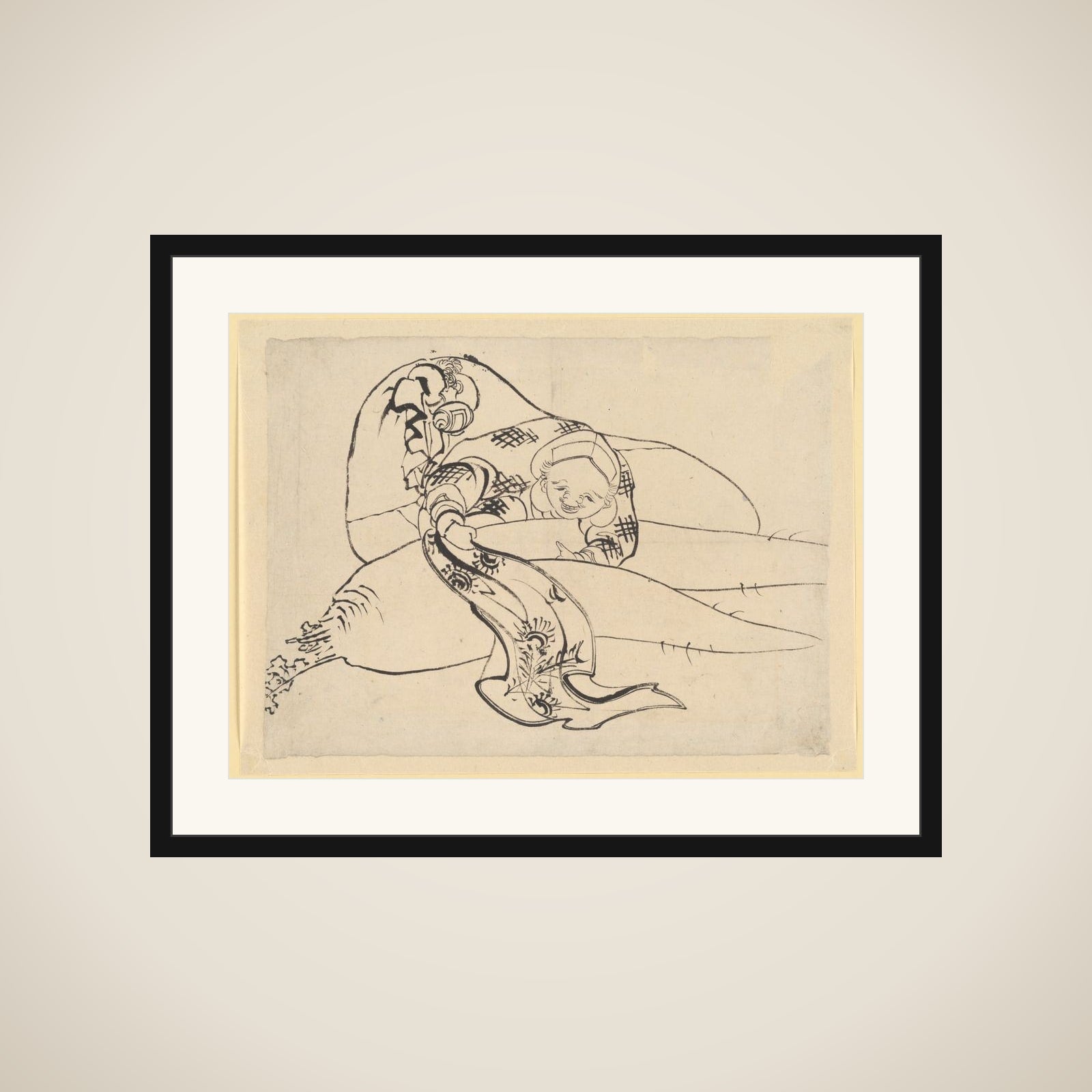 Daikoku (God of Luck) with Radish framed