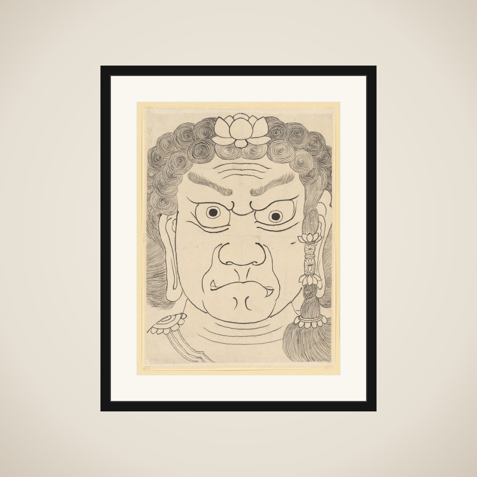 Mask of Fudō Myōō framed