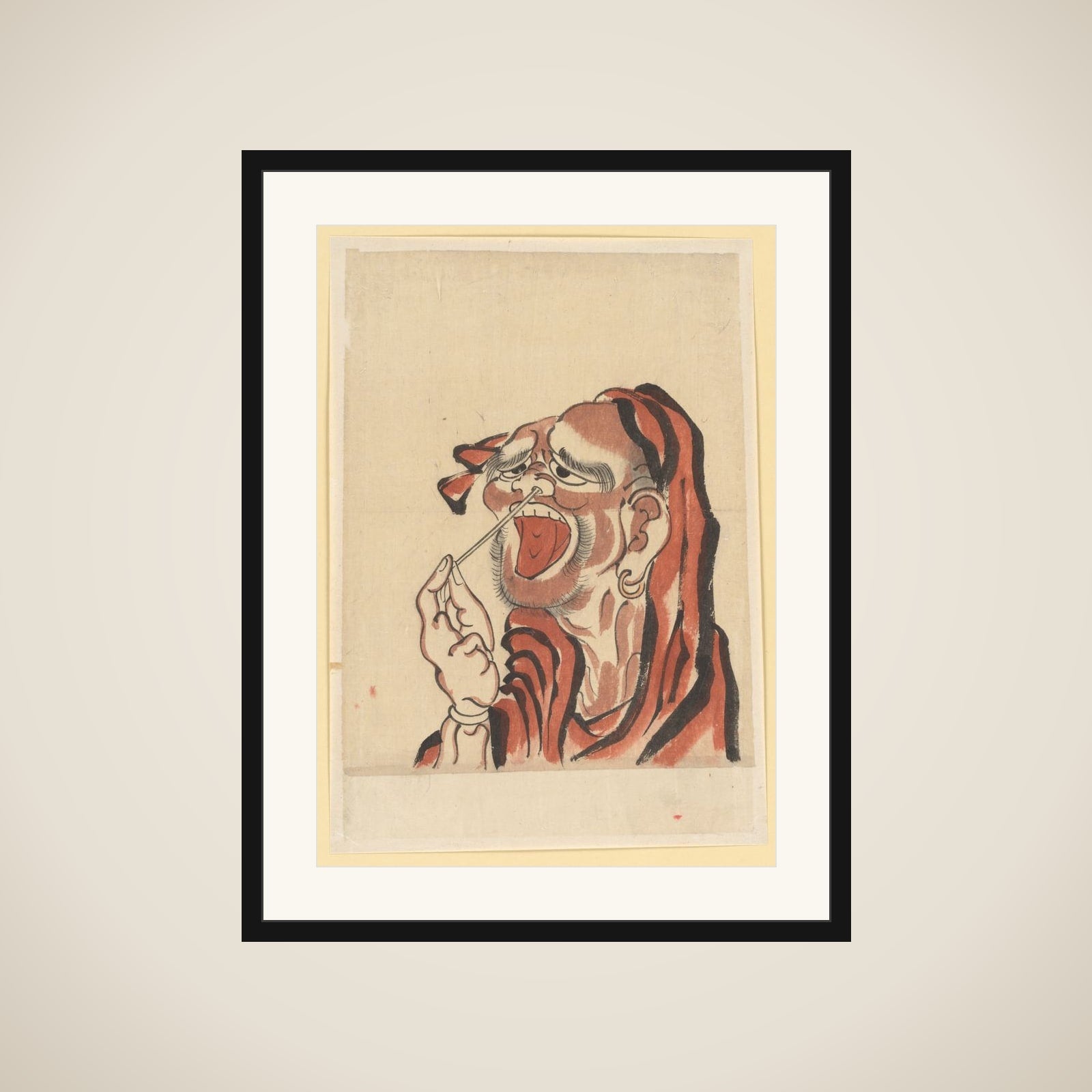 Daruma (Buddhist Saint) framed