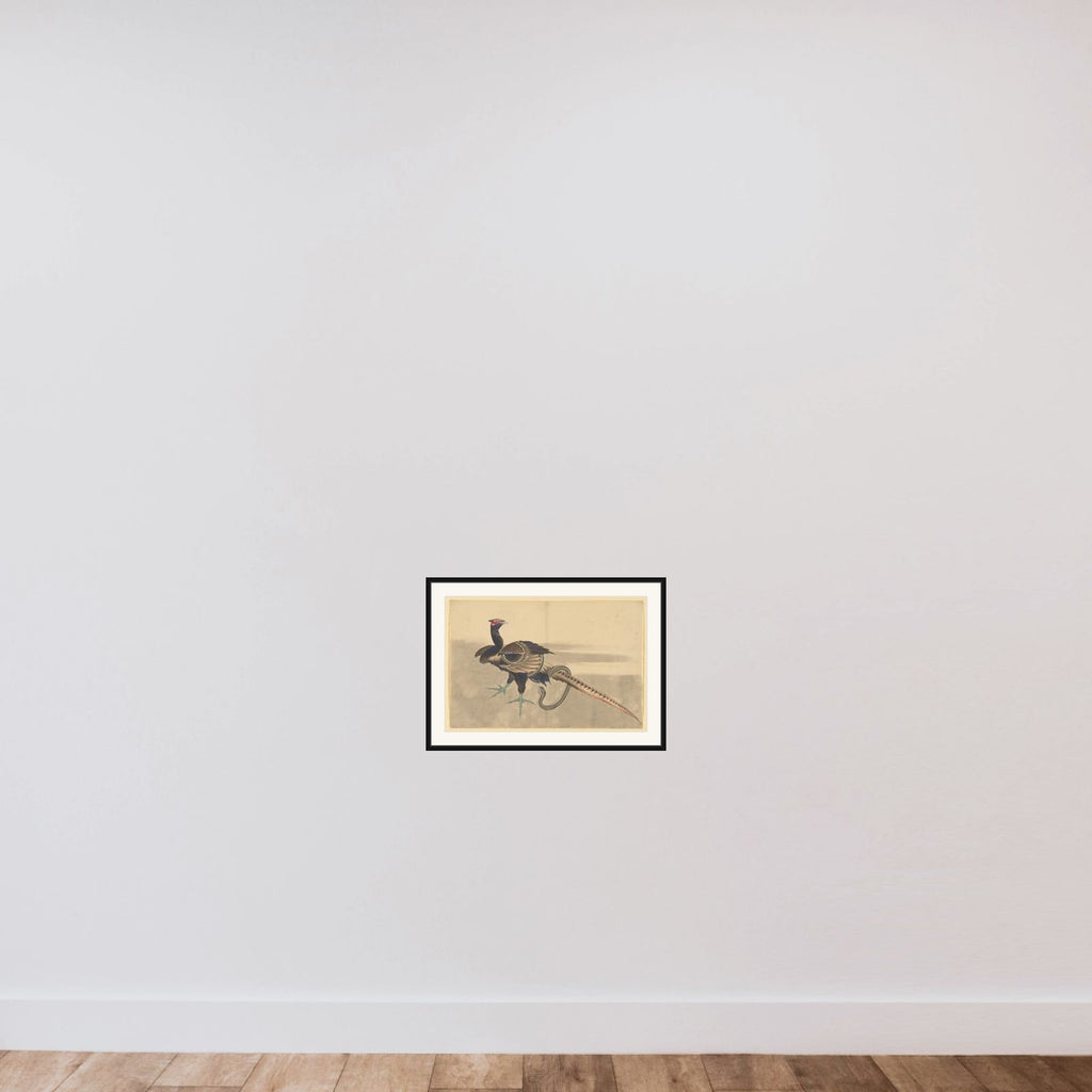 Pheasant and Snake framed — shown to scale