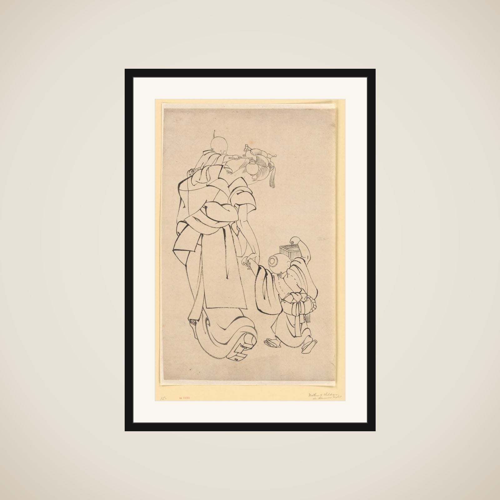 Mother and Children in Summer Night framed